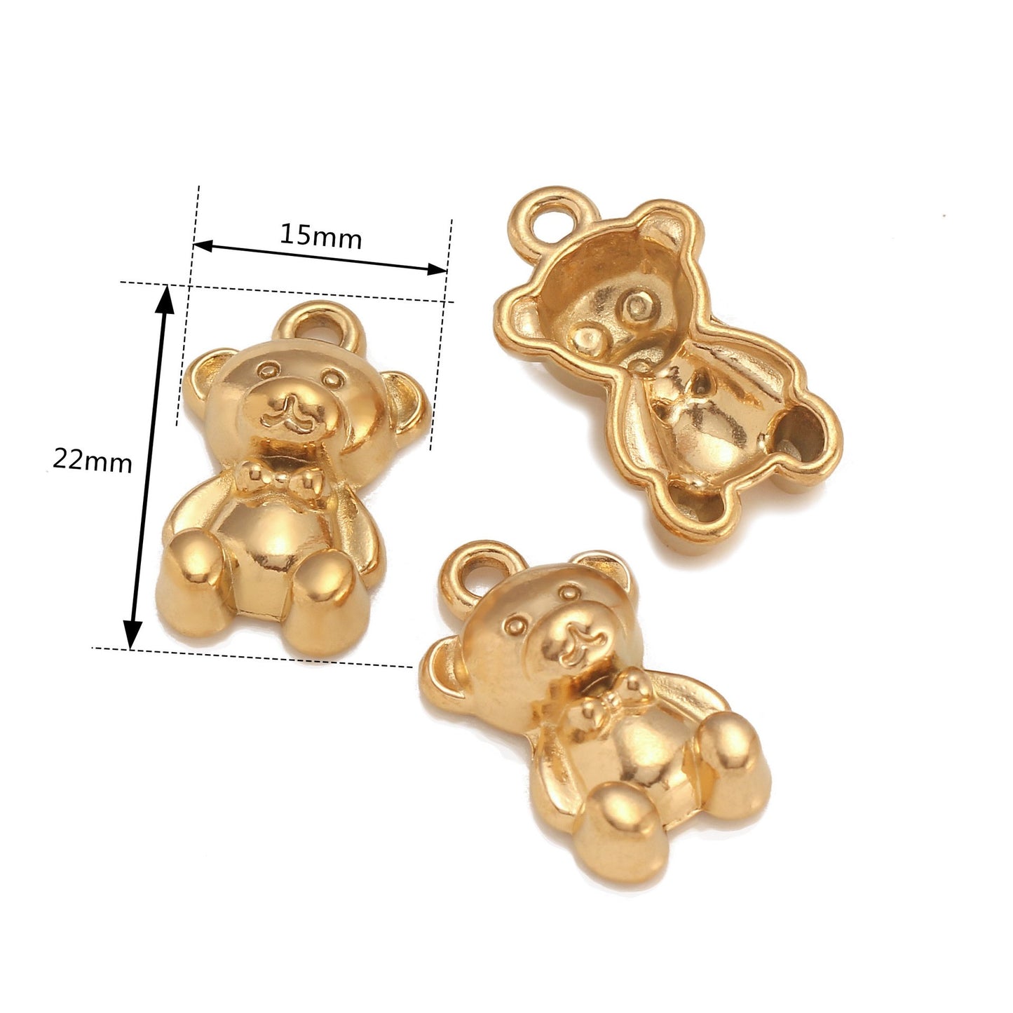 Pendentif ours en peluche en acier inoxydable