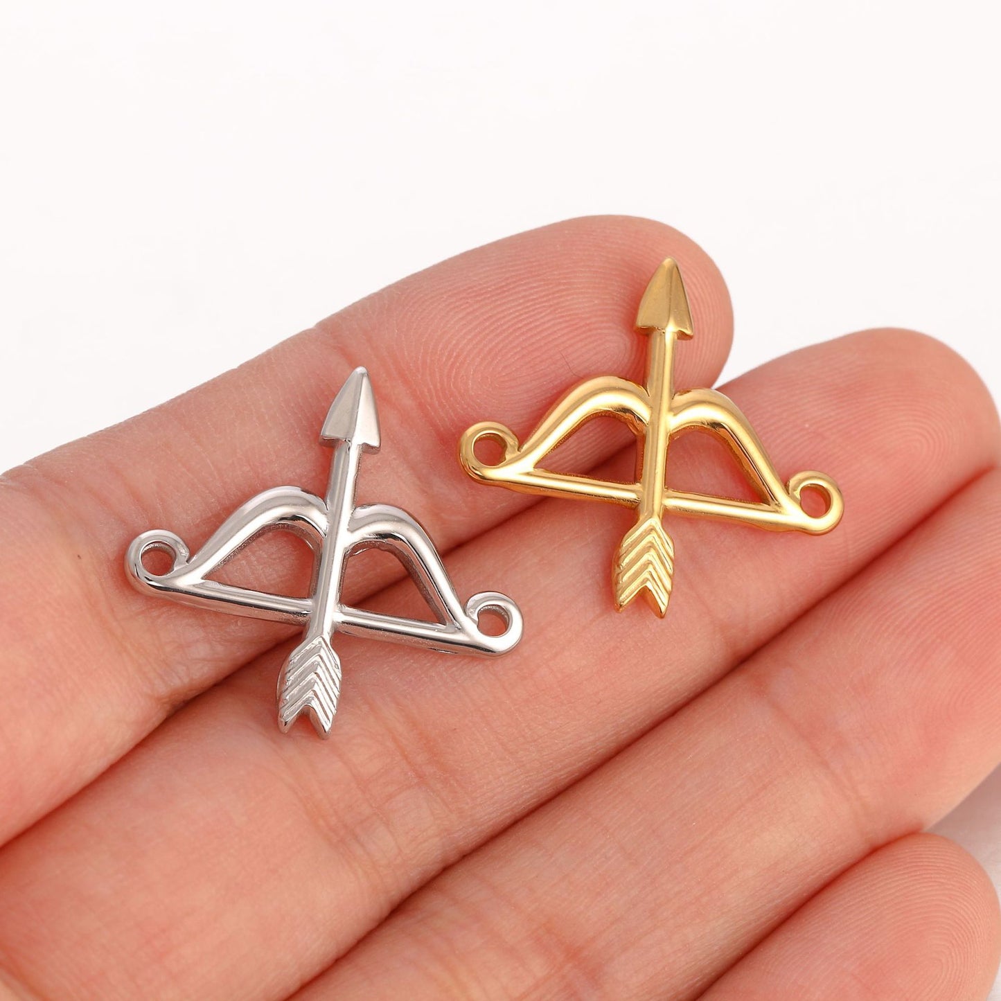 18K Gold PVD Stainless Steel Cupid Bow And Arrow Pendant
