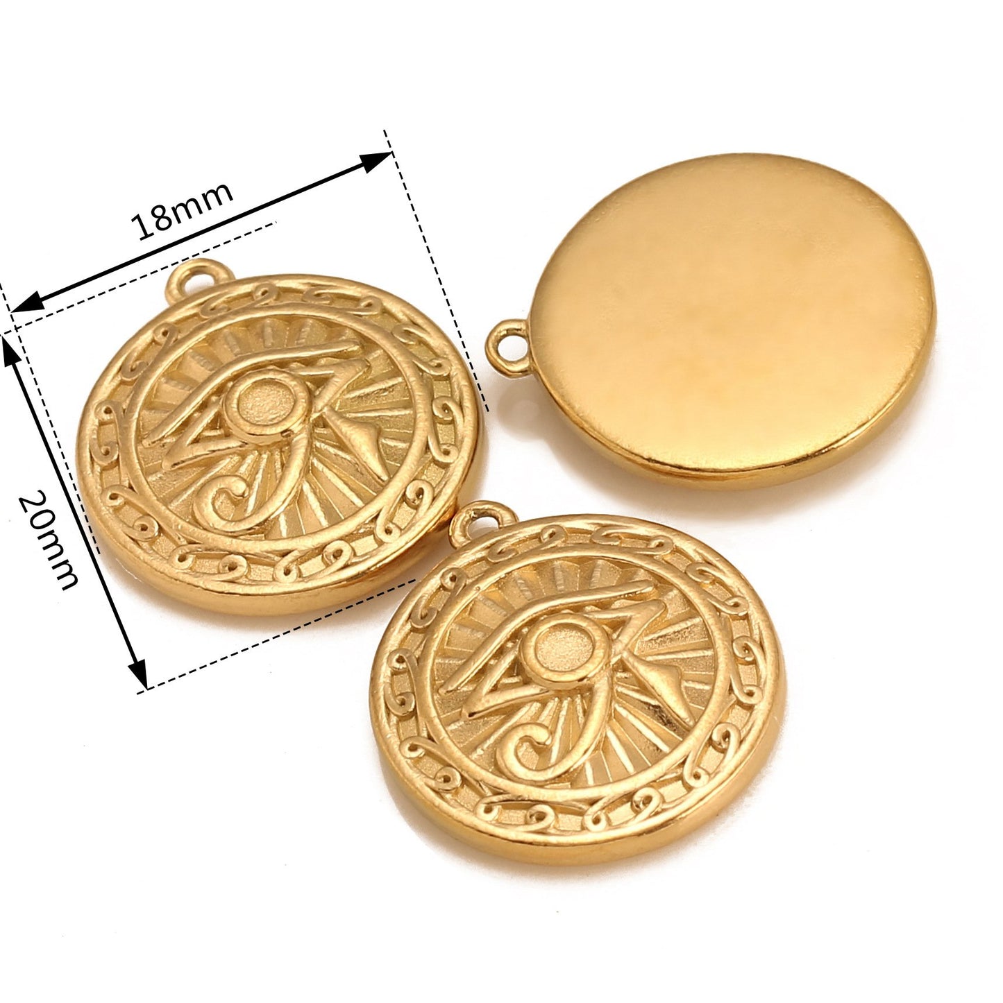 18K Gold PVD Devil's Eye Round Stainless Steel Pendant