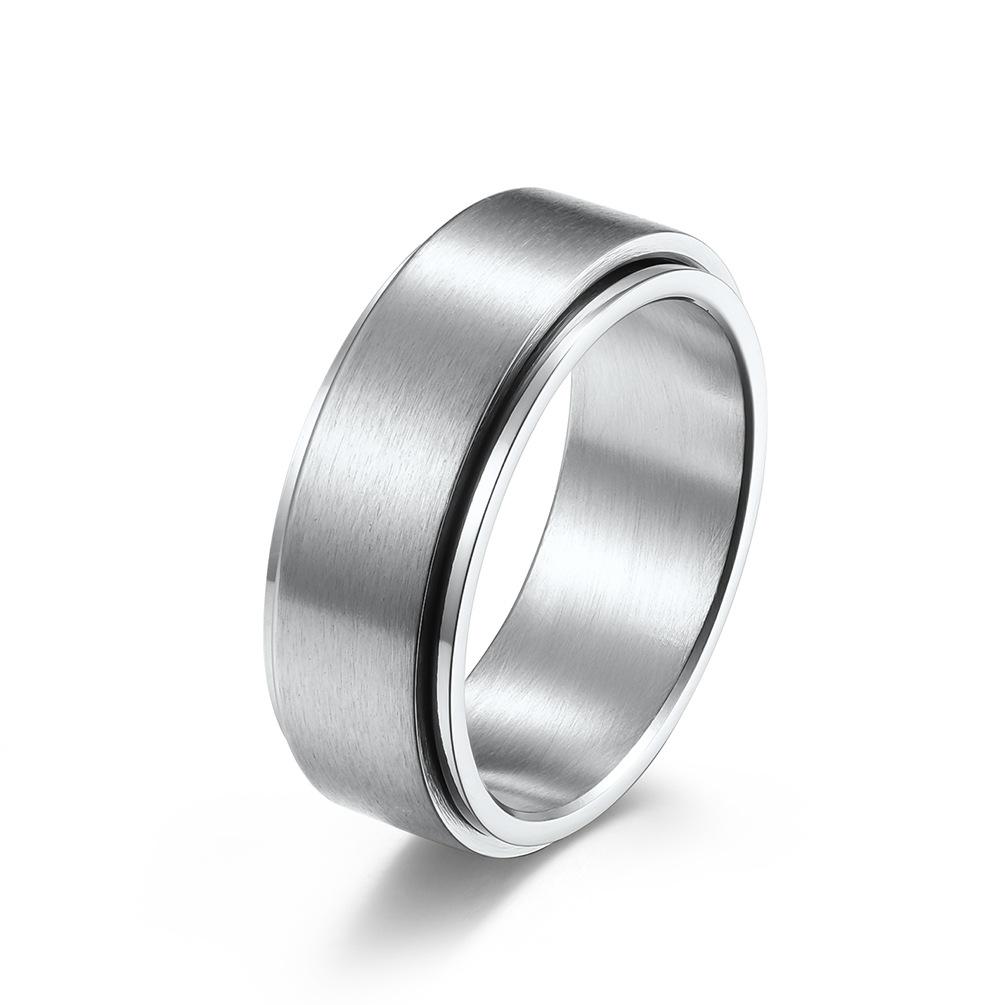 8mm Width Brushed Stainless Steel Spinner Ring