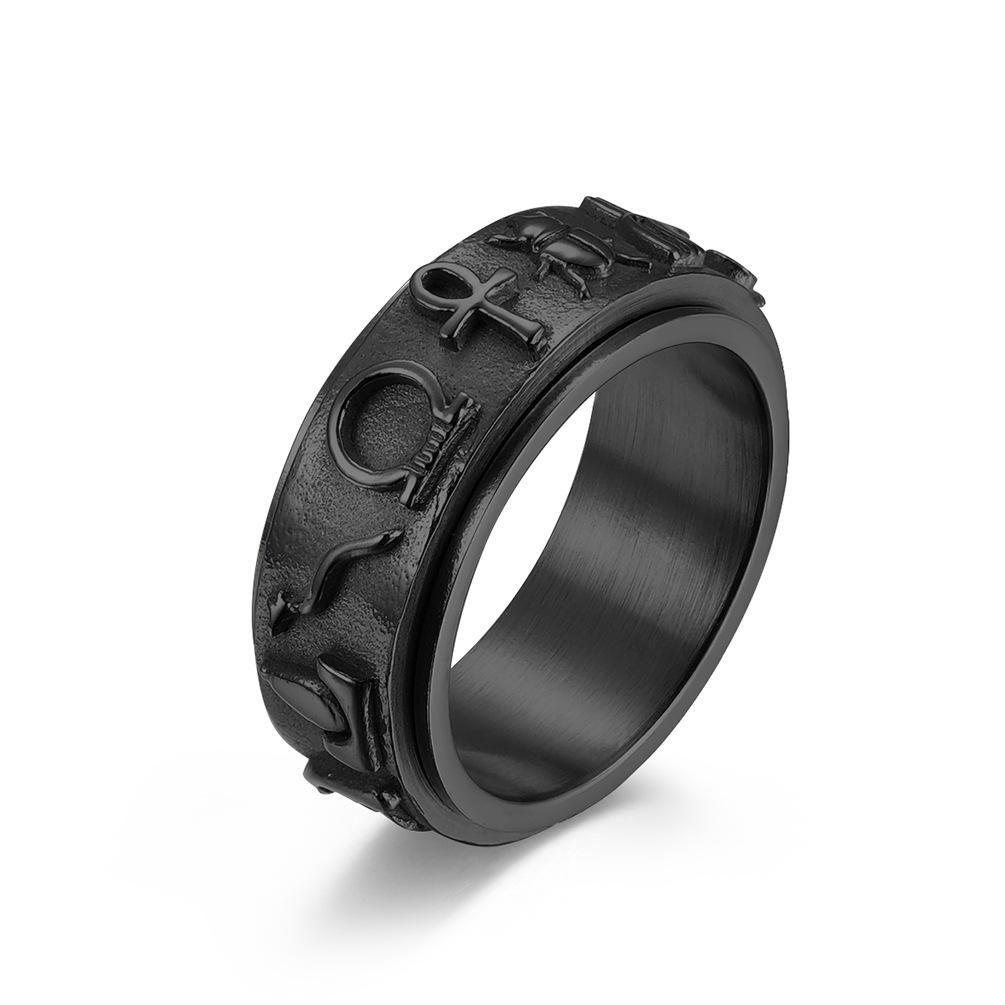 Ancient Egyptian Symbols Stainless Steel Spinner Ring
