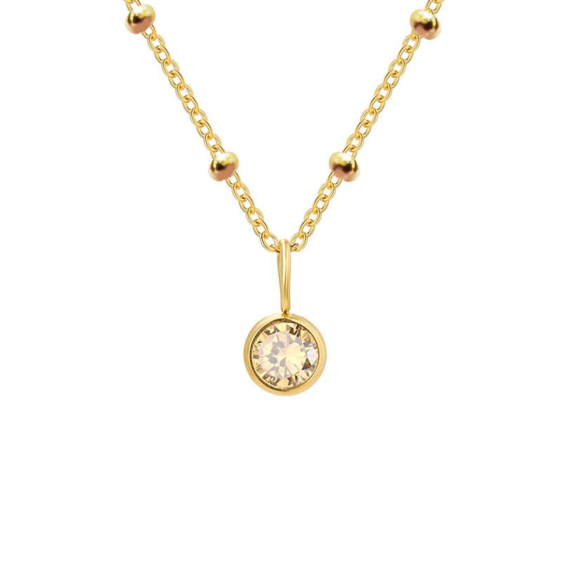 Stainless Steel Ball Chain Birthstone Necklace
