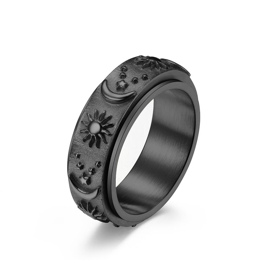 Star Moon Sun Stainless Steel Spinner Ring