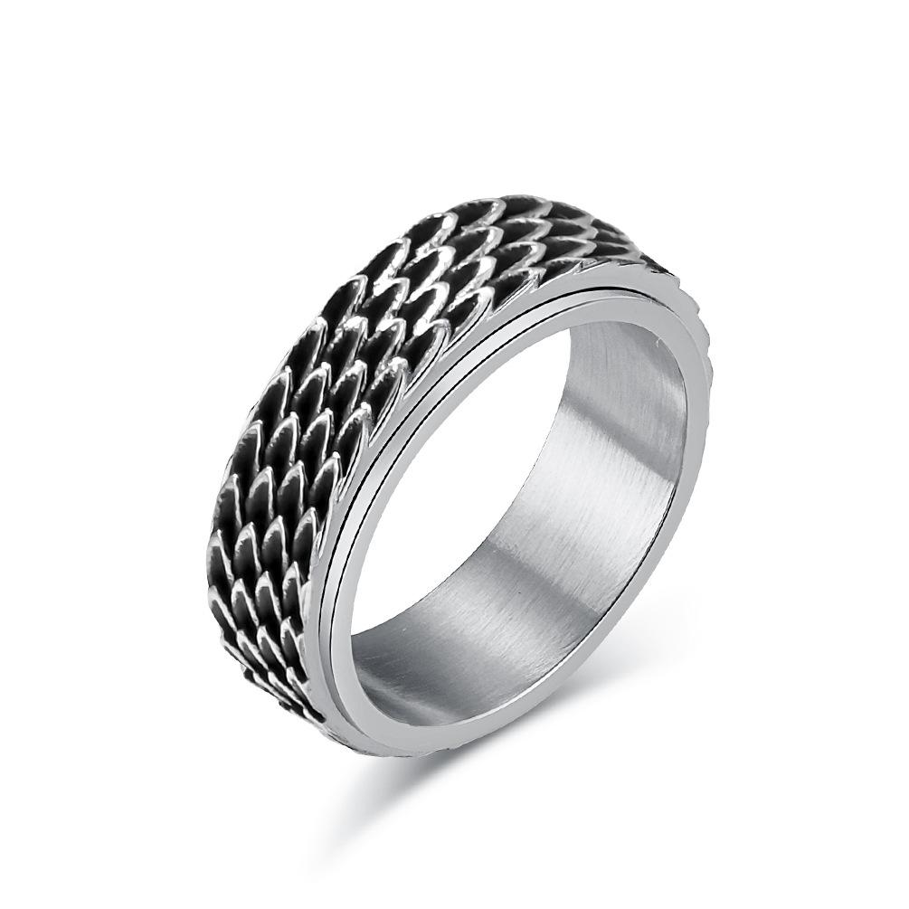 Dragon Scale Stainless Steel Spinner Ring