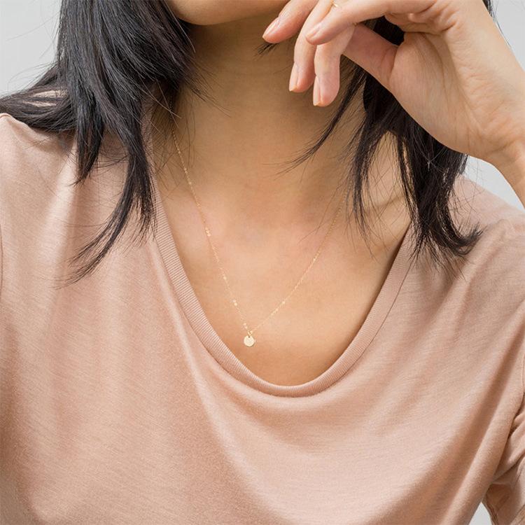 Collier pendentif en forme de petit disque en acier inoxydable de 6 mm