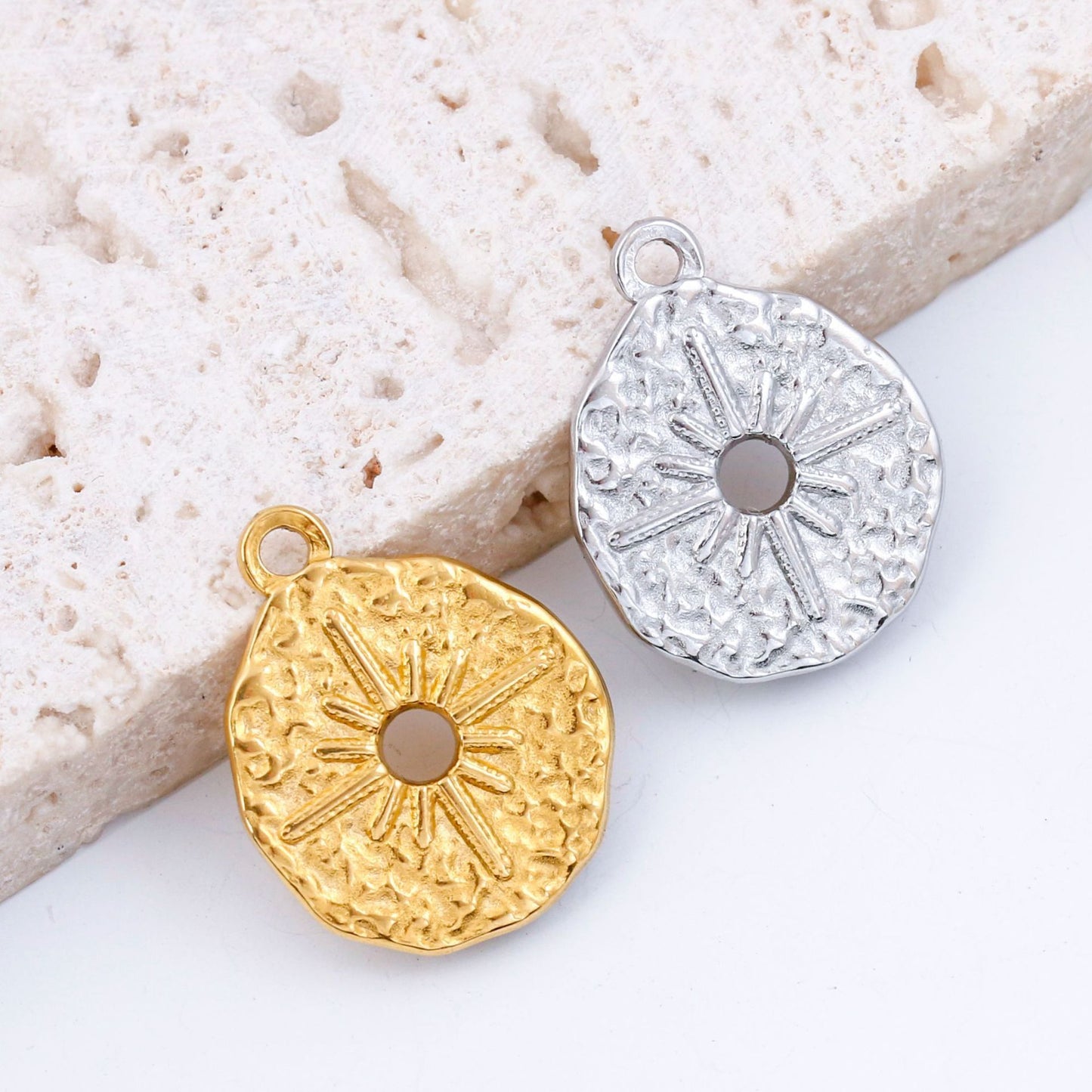 Stainless Steel Irregular Round Pendant with Hollow Center