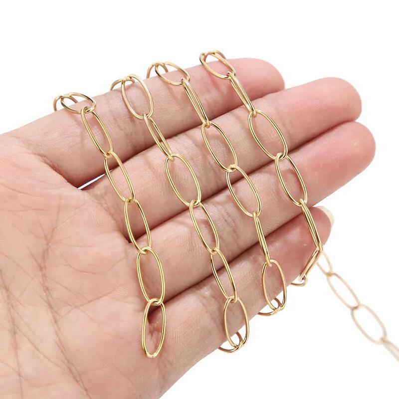 7mm Stainless Steel Oval Polished Link Chain - By the Meter