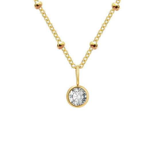 Stainless Steel Ball Chain Birthstone Necklace