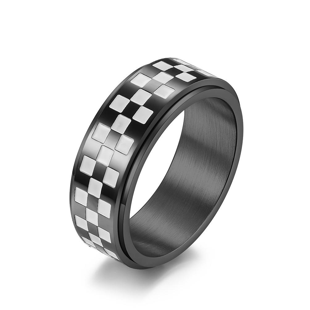 Checkerboard Stainless Steel Spinner Ring