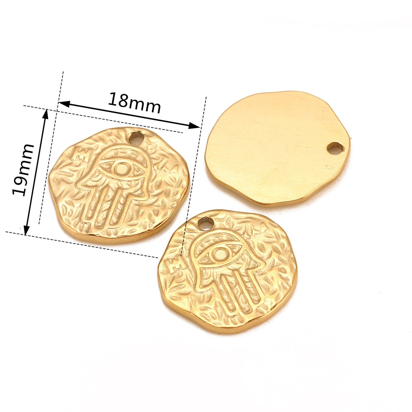 Pendentif rond irrégulier main de Fatima