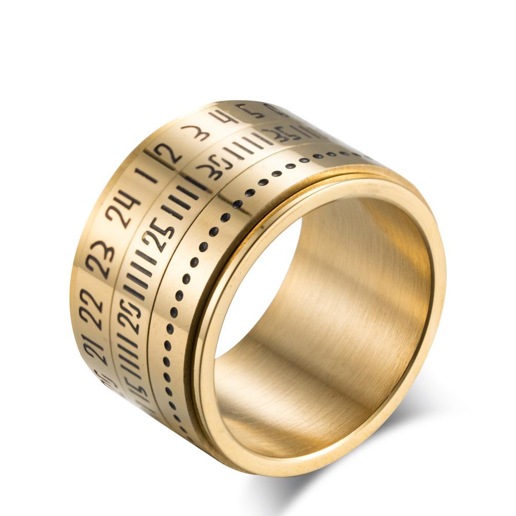Men's Stainless Steel Arabic Numeral Spinner Ring