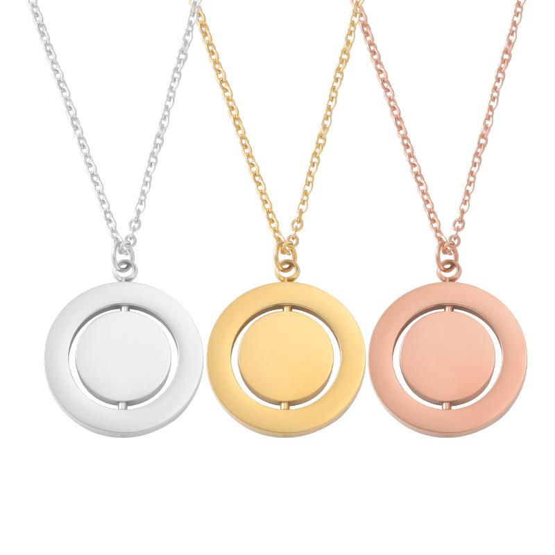Rotatable Round Pendant Blank Necklace