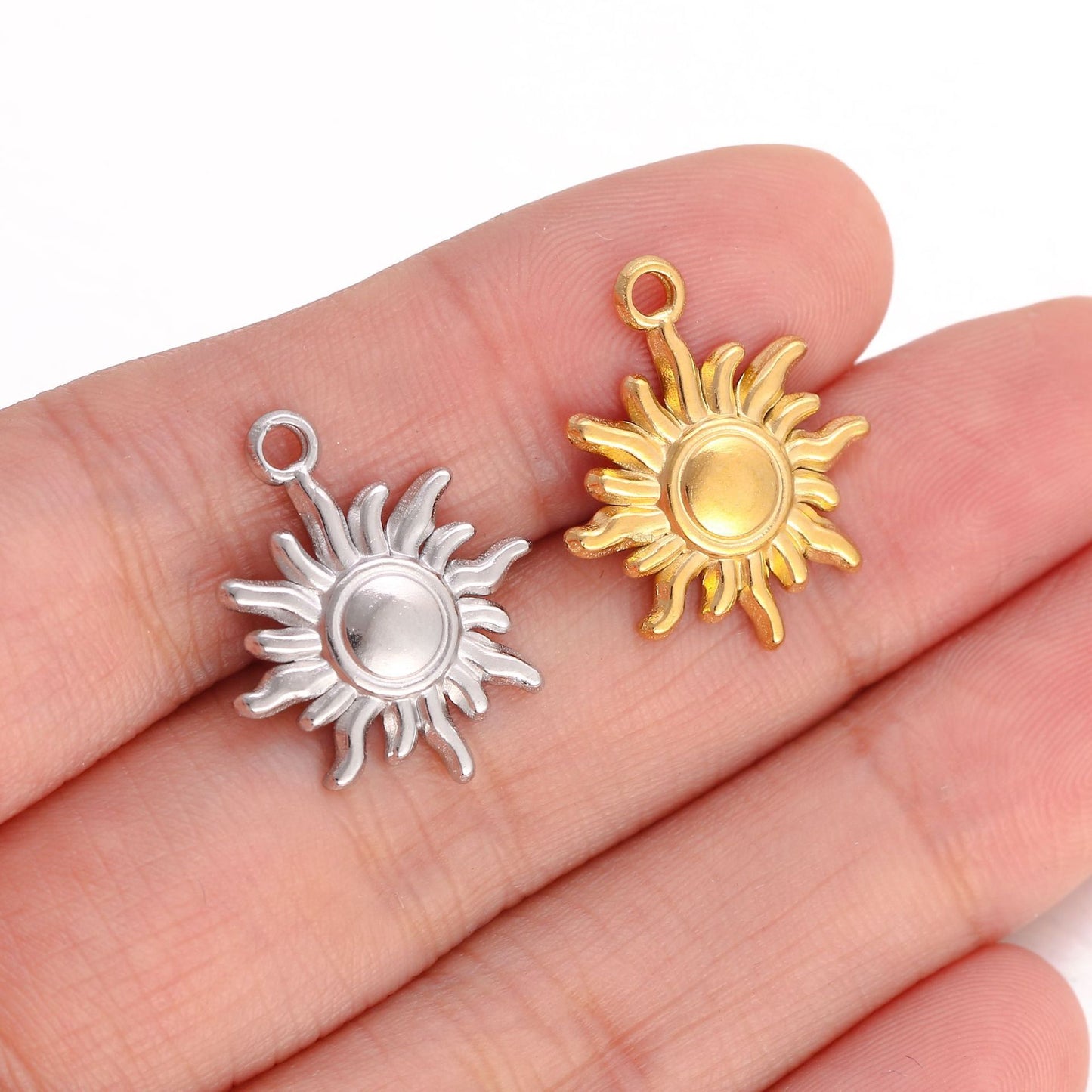 3D Sun 18 Gold PVD Stainless Steel Pendant