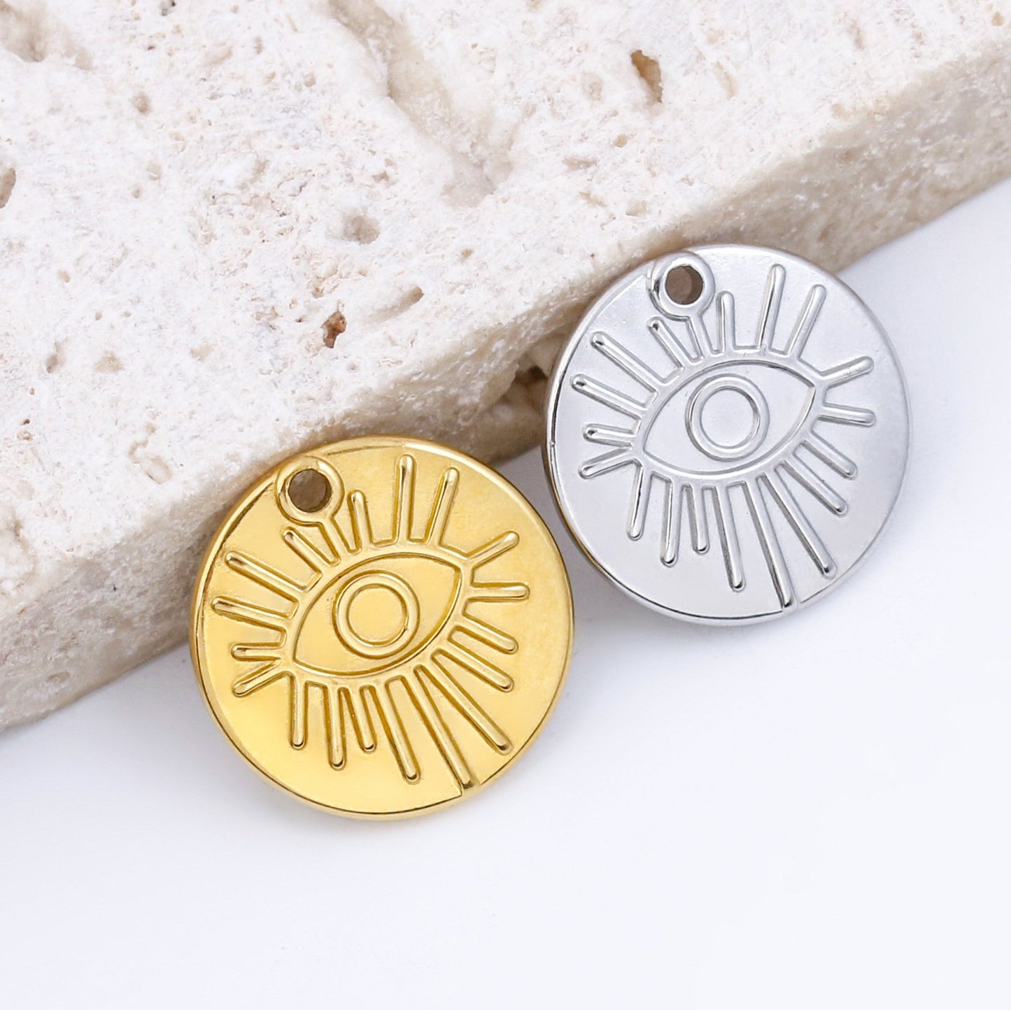Pendentif œil rond en acier inoxydable