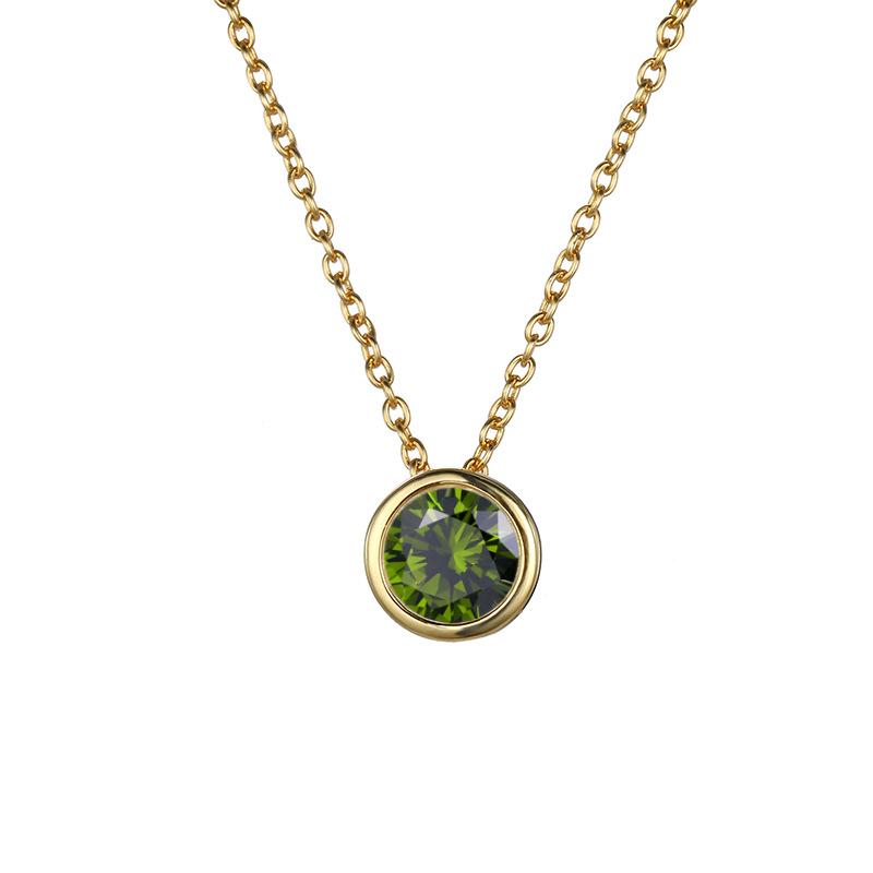 Stainless Cable Chain Birthstone Pendant Necklace