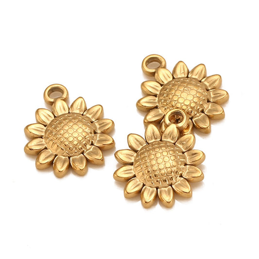 3D Sunflower Stainless Steel Pendant