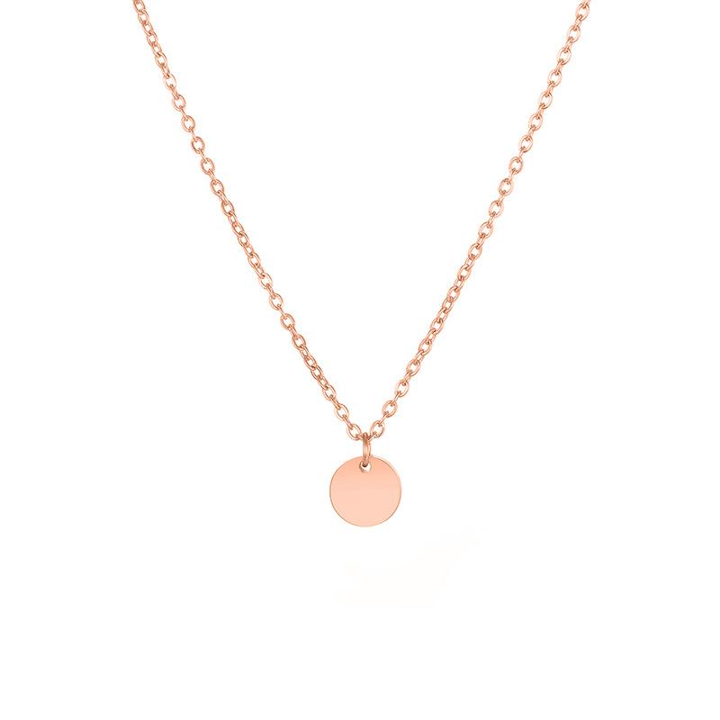 Collier pendentif en forme de petit disque en acier inoxydable de 6 mm