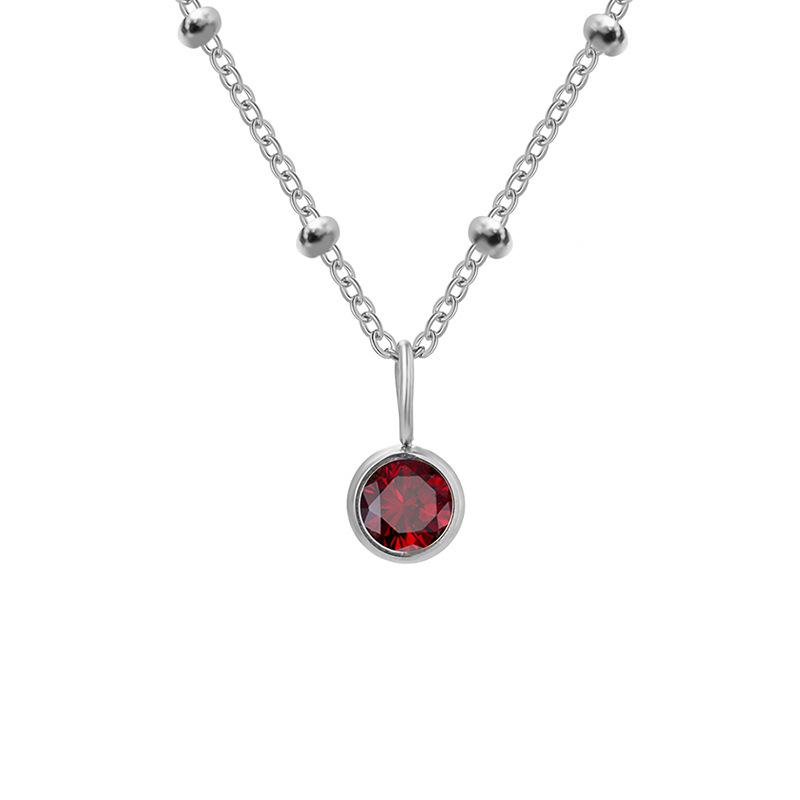 Stainless Steel Ball Chain Birthstone Necklace
