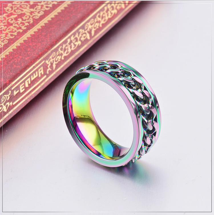 Stainless Steel Color Chain Spinner Ring