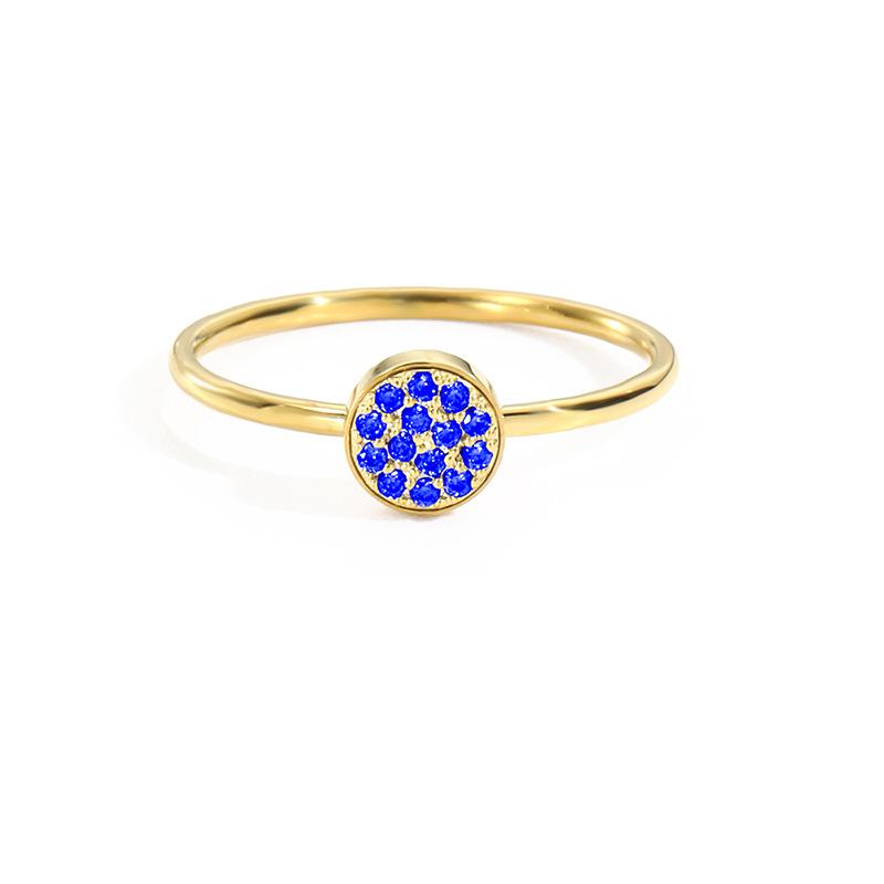 Stainless Steel Round Inlay Birthstone Ring