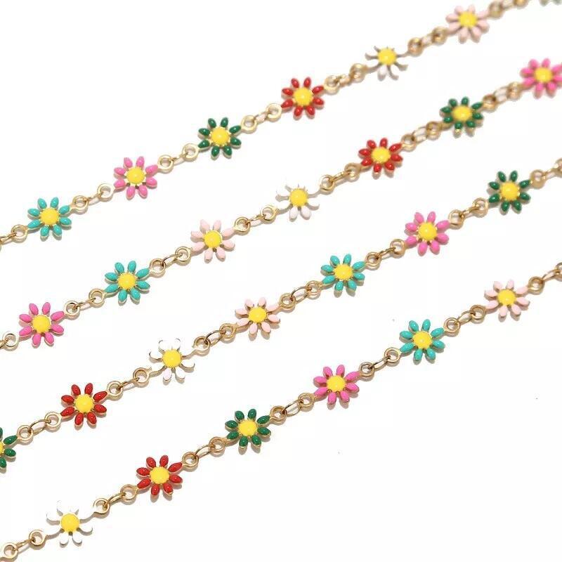 7mm Stainless Steel Drop Oil Daisy Chain - By the Meter