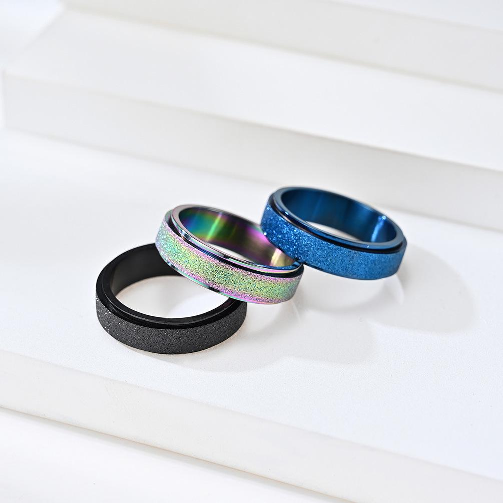 Stainless Steel Frosted Spinner Ring