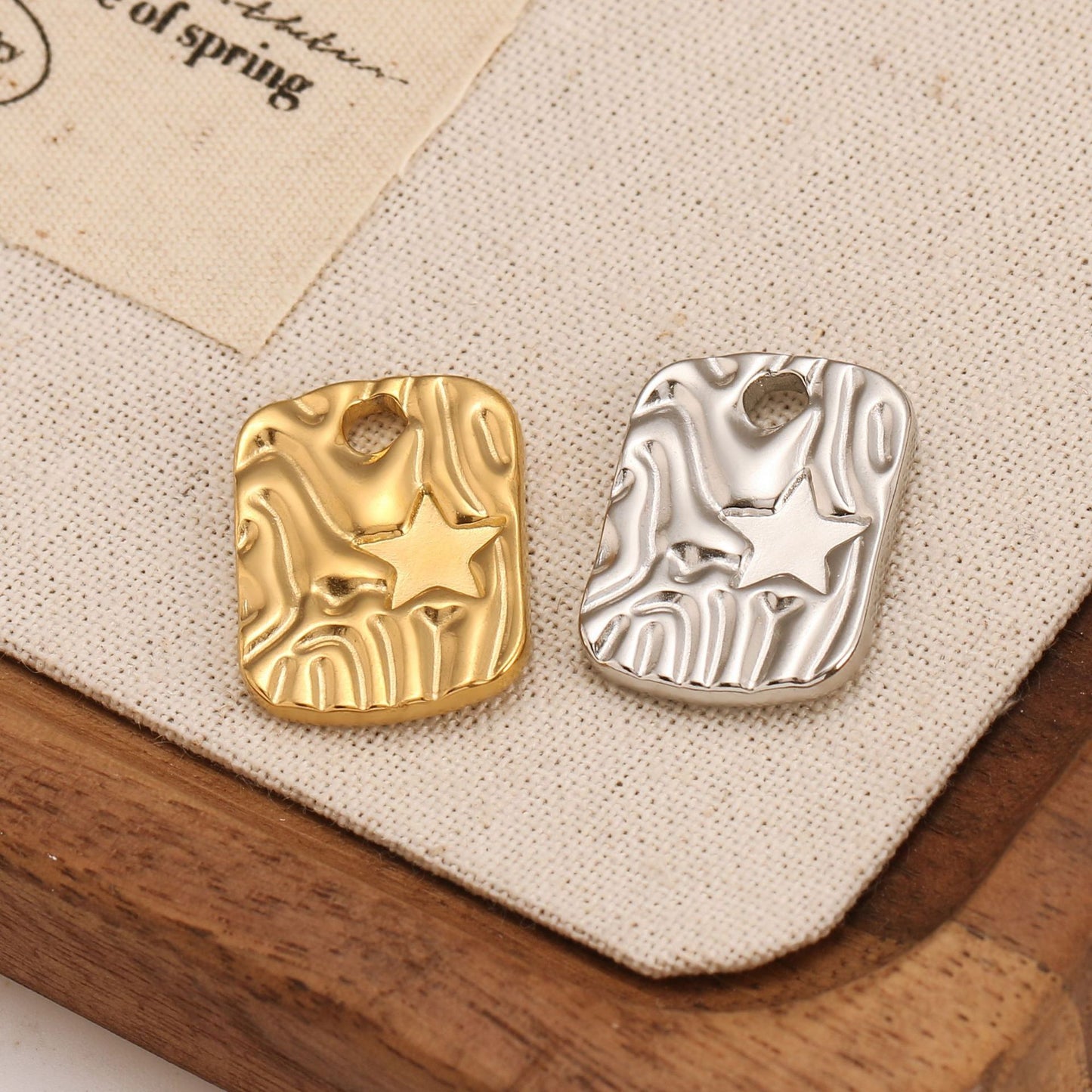 Stainless Steel Irregular Texture Five-Pointed Star Pendant