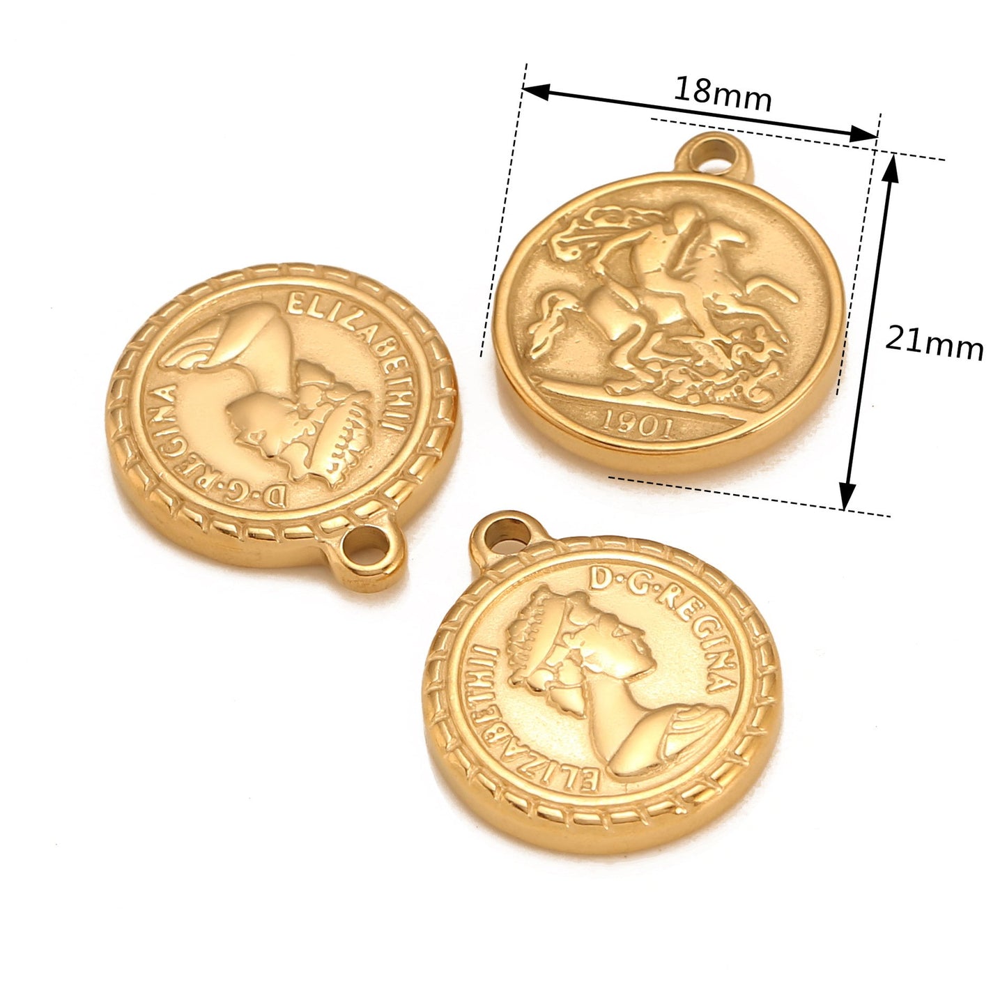 Stainless Steel Medal Elizabeth Pendant