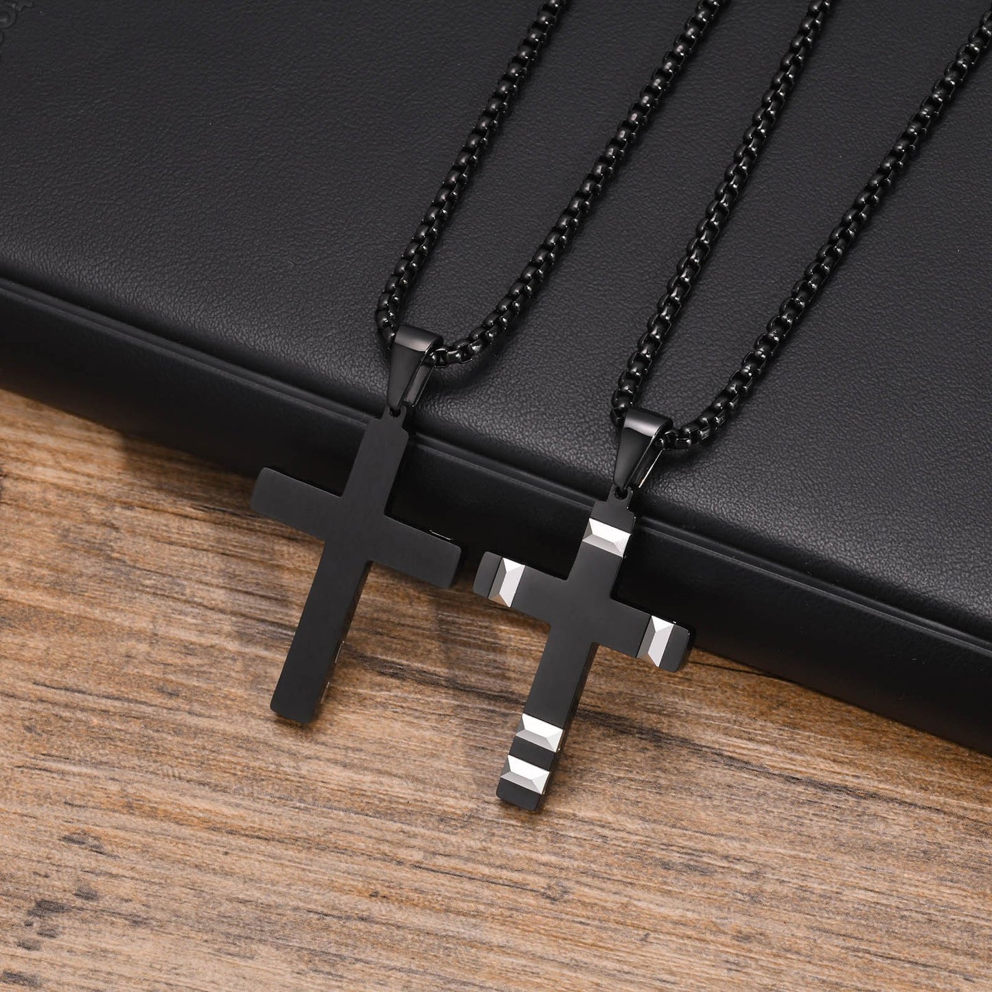Stainless Steel Cross Role Chain Pendant Necklace