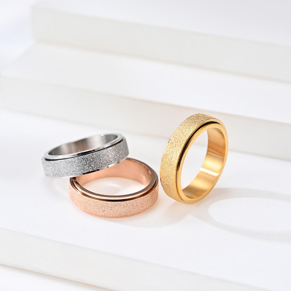Stainless Steel Frosted Spinner Ring