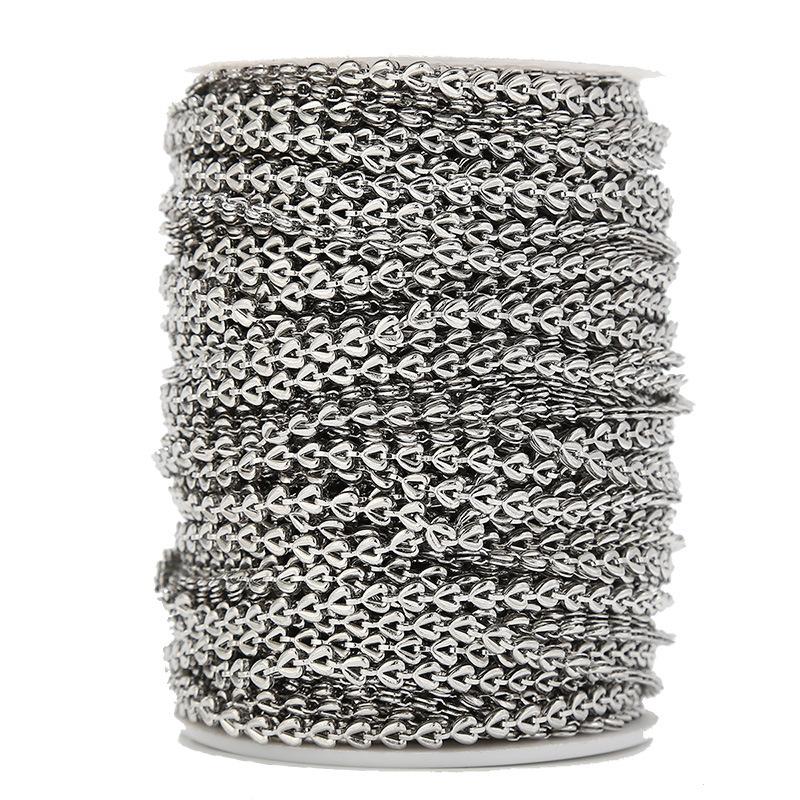 4mm Stainless Steel Hollow Heart Link Chain - By the Meter