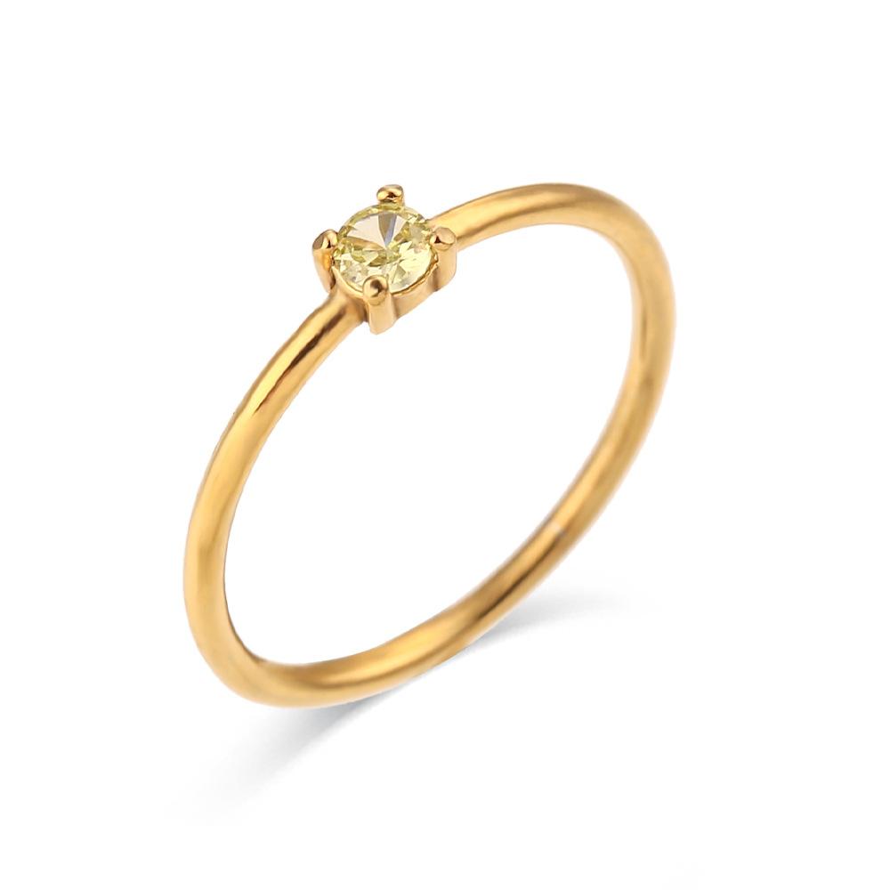 18K Gold PVD Stainless Steel Prong Set Birthstone Ring