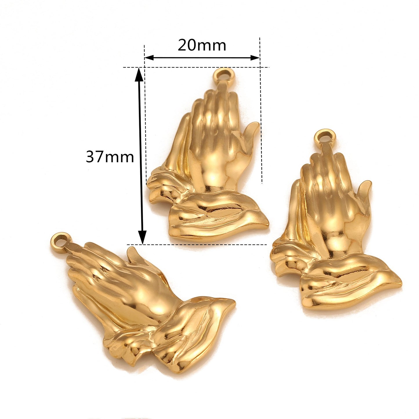 Pendentif en acier inoxydable représentant des mains en prière