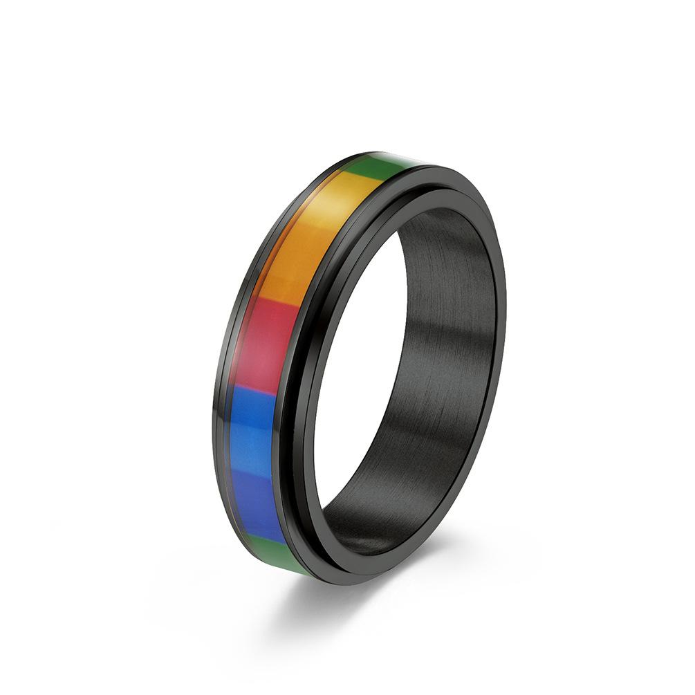Stainless Steel Rainbow Spinner Ring