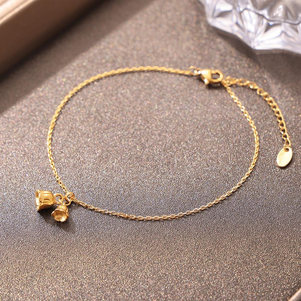 18K Gold PVD Lily Qf The Valley Chain Stainless Steel Anklet