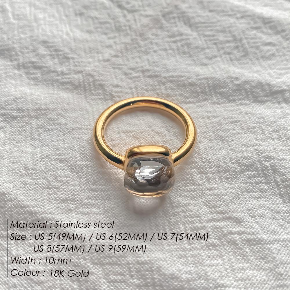 Stainless Steel Irregular Square Birthstone Ring