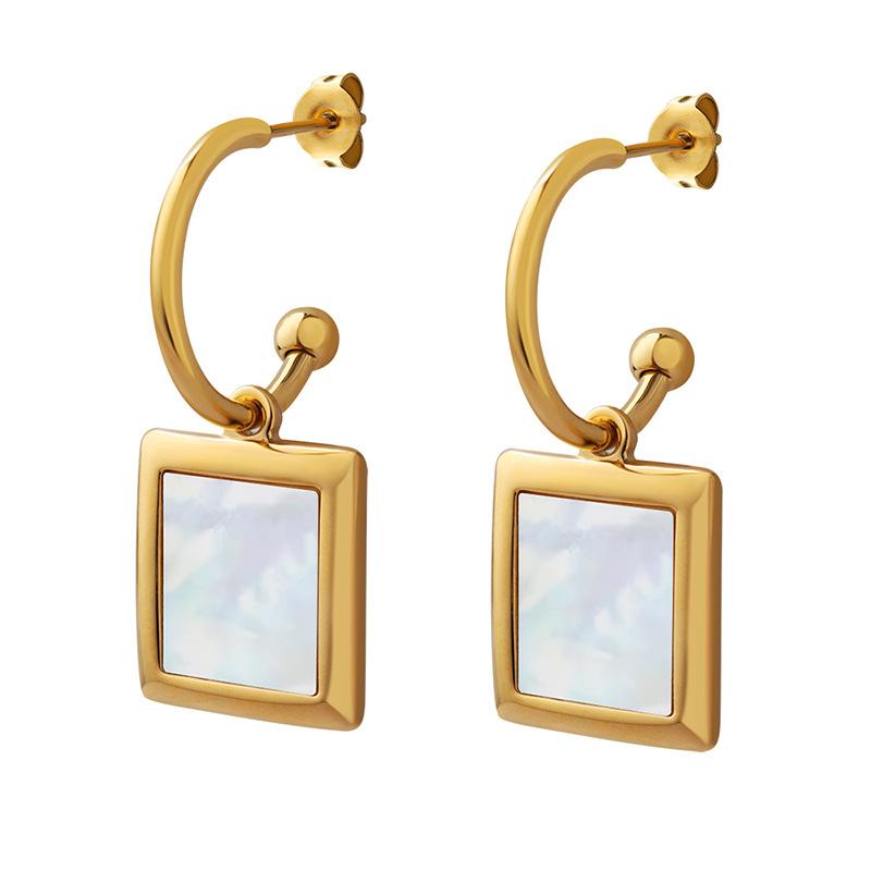 Square Mother of Pearl Drop Earrings