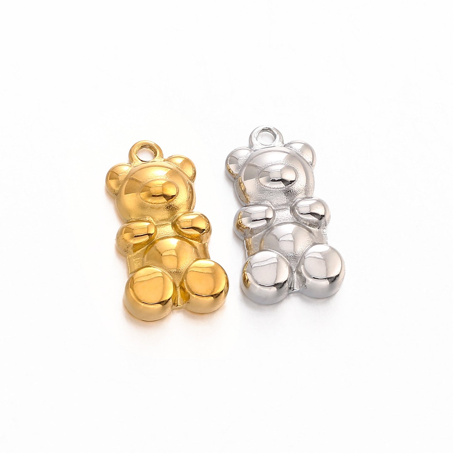Pendentif ours 3D en acier inoxydable