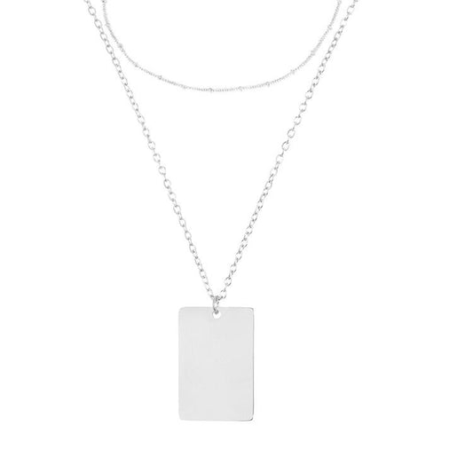 12x18mm Rectangular Double Layered Blank Necklace