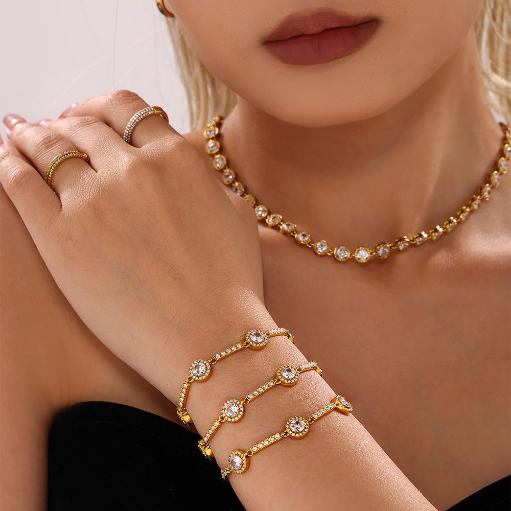 Stainless Steel Round Cubic Zirconia Bracelet