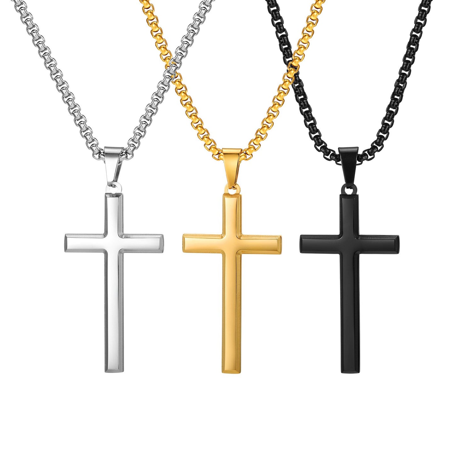 Stainless Steel High Polished Cross Blank Necklace