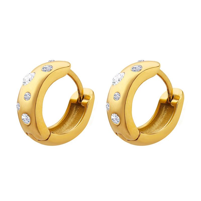 Inlaid Zircon Huggie Earrings