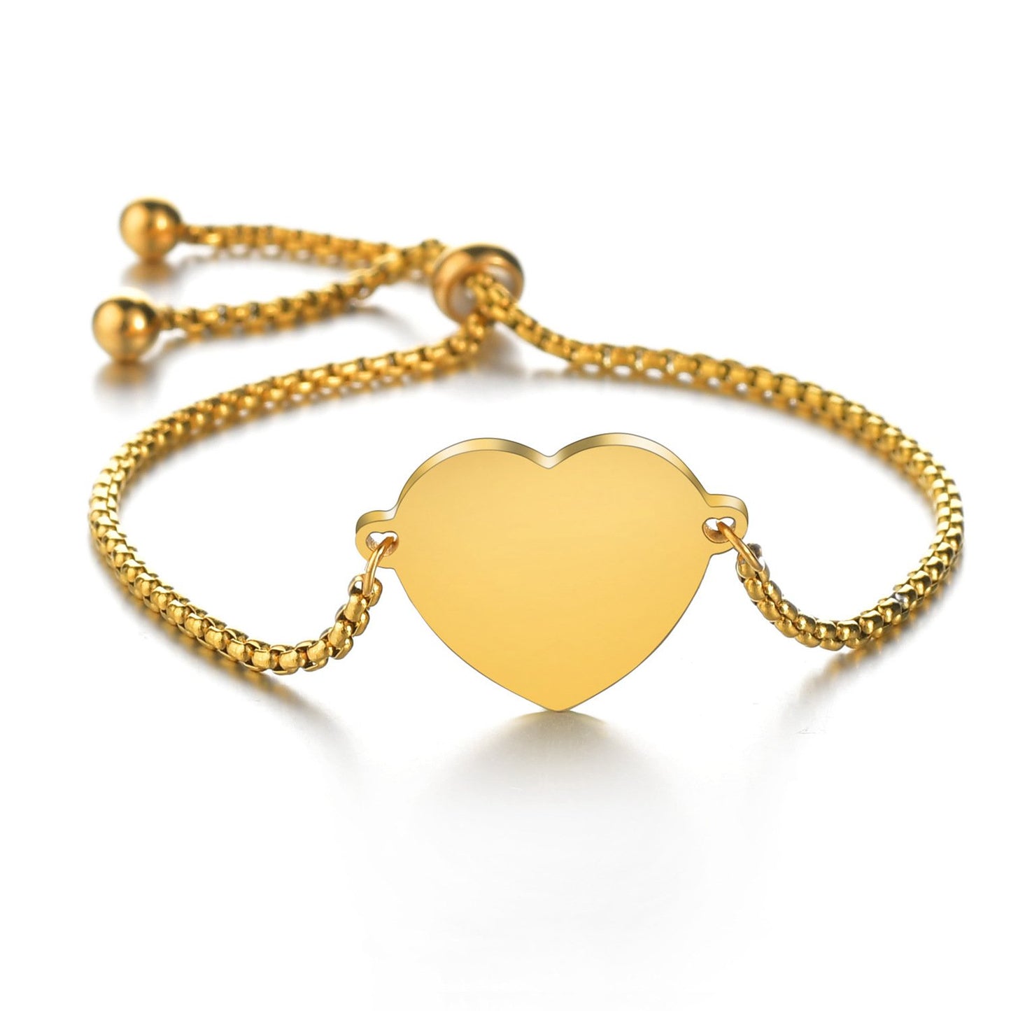 Stainless Steel Heart Pendant Role Chain Bracelet