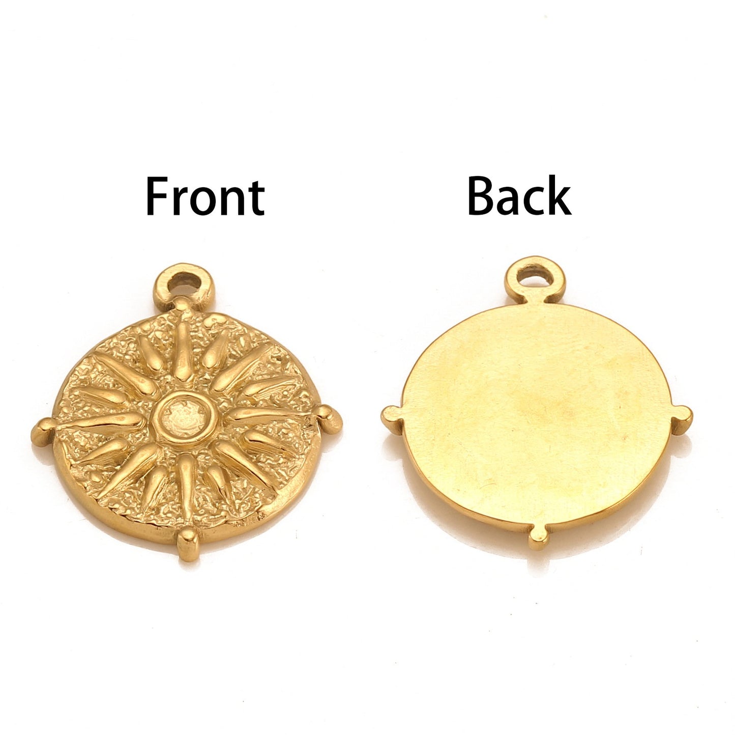 Stainless Steel Medal Embossed Sun Pendant