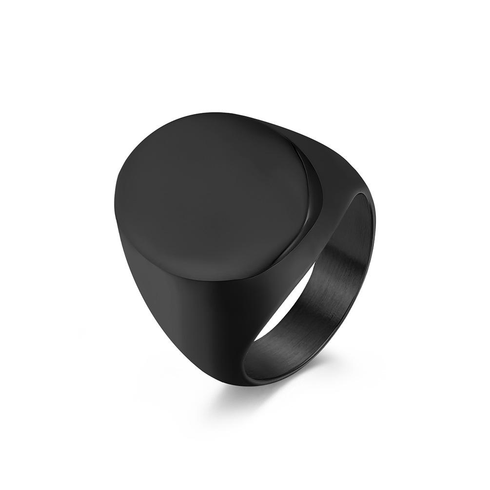 Vertical Oval Stainless Steel Polished Signet Ring