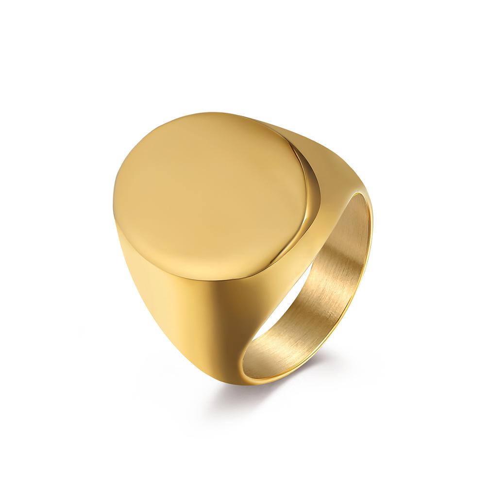 Vertical Oval Stainless Steel Polished Signet Ring