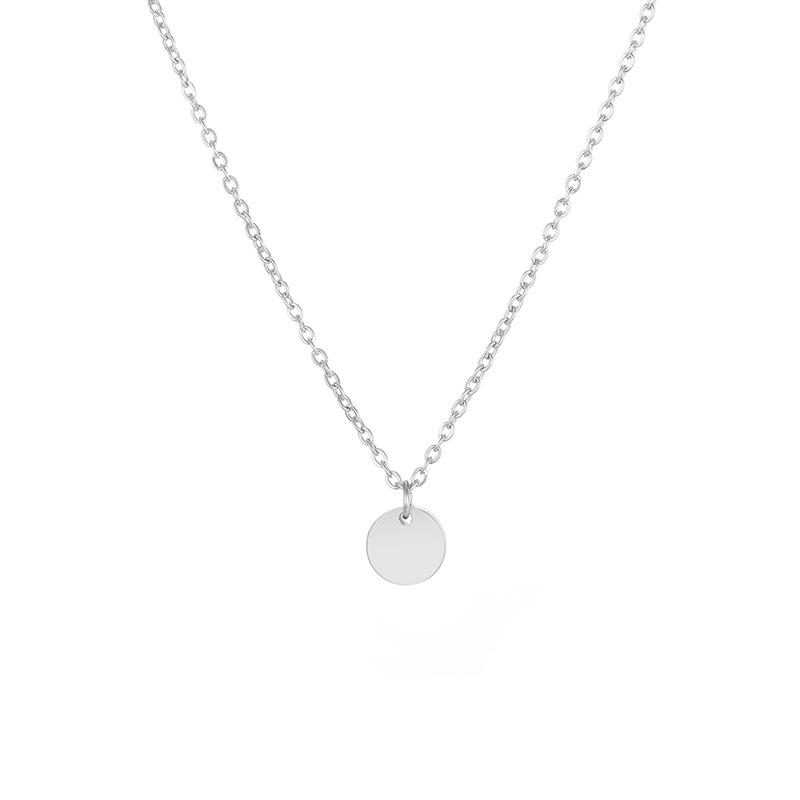 Collier pendentif en forme de petit disque en acier inoxydable de 6 mm