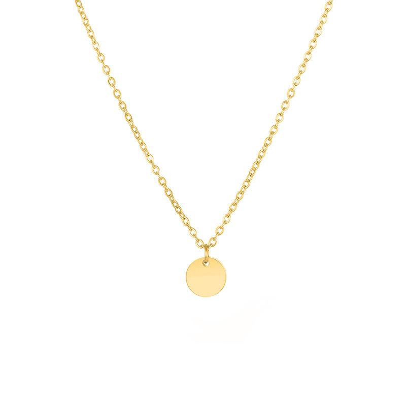 Collier pendentif en forme de petit disque en acier inoxydable de 6 mm