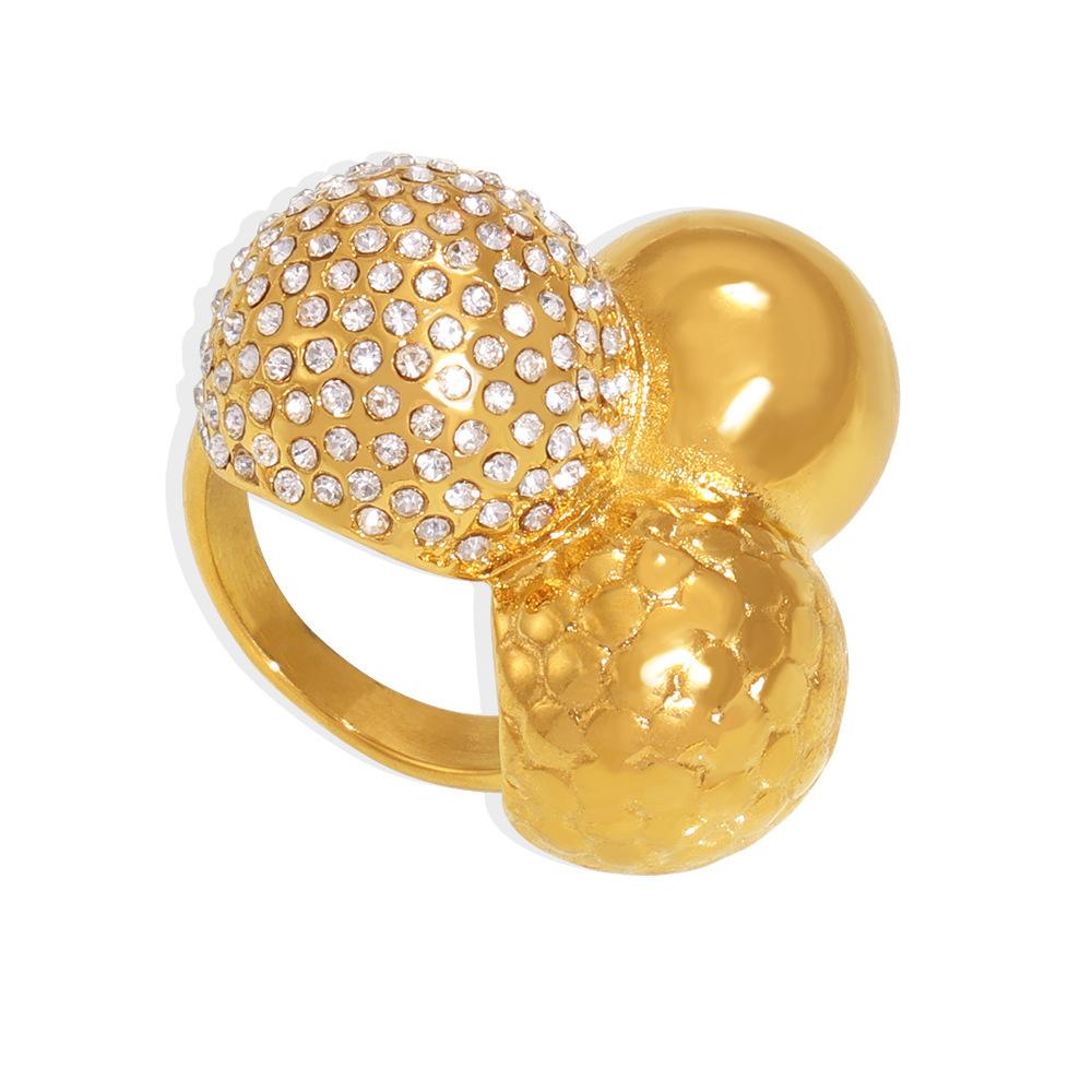 Stainless Steel 3 Balls Cubic Zirconia Ring