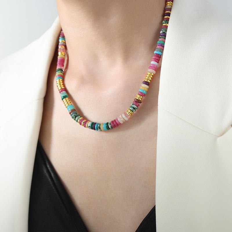 Stainless Steel Ethnic Style Beaded Necklace